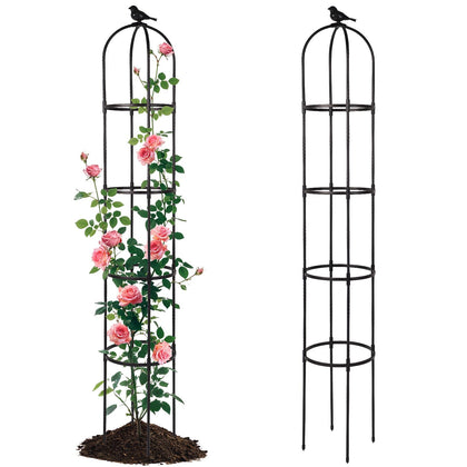 Yotoworth Garden Obelisk Trellis supports climbing roses with elegant vertical growth.
