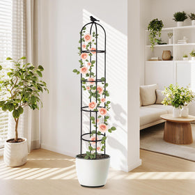 Yotoworth Garden Obelisk Trellis enables tool-free, quick assembly for a fast setup.