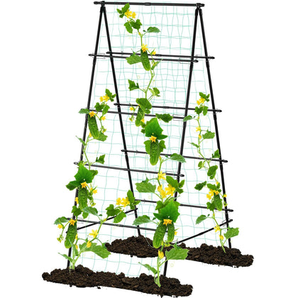 Yotoworth garden trellis A-frame setup supports climbing cucumbers outdoors