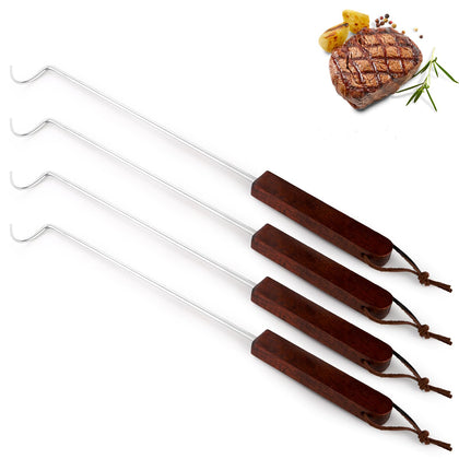 YOUEON 17-inch pigtail flipper with wooden handle for safer grilling and better control.