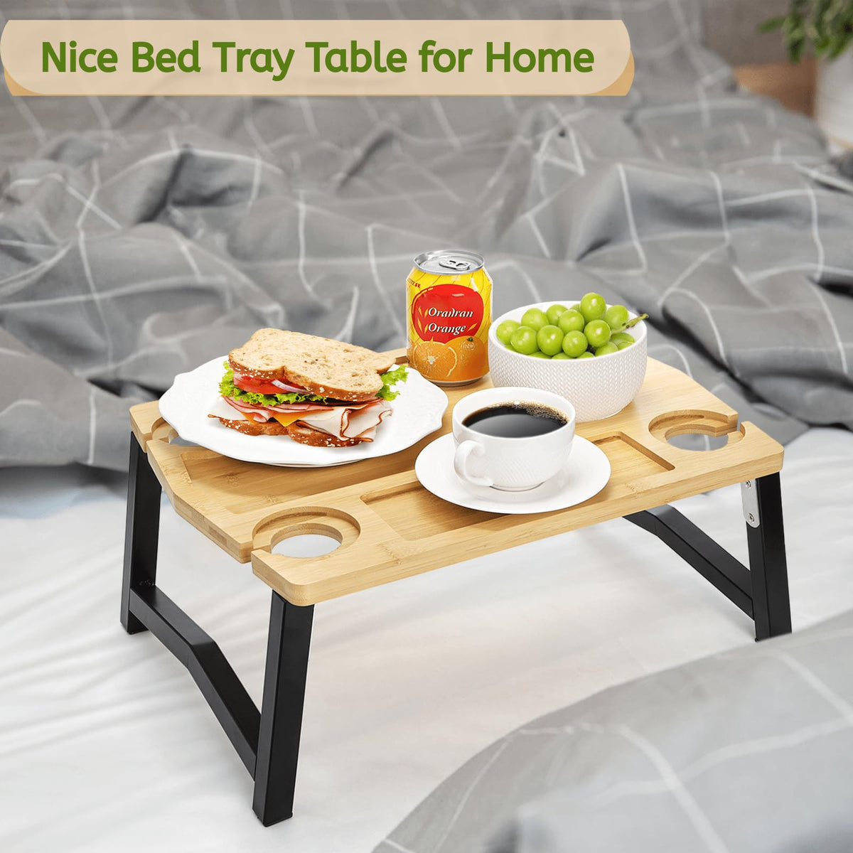 Youeon bed-serving-tray-outdoor-use converts to a convenient serving surface indoors.