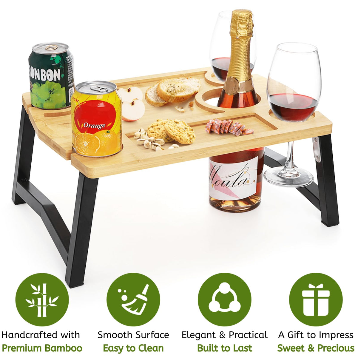 Youeon charcuterie-board-display doubles as a snack tray for gatherings and picnics.