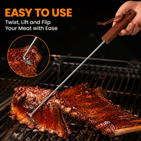 YOUEON flipper used to turn vegetables on a hot grill for even marks.