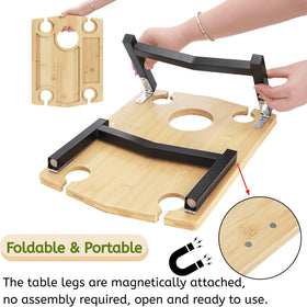 Youeon foldable-wine-table-setup allows quick transport and easy assembly anywhere.
