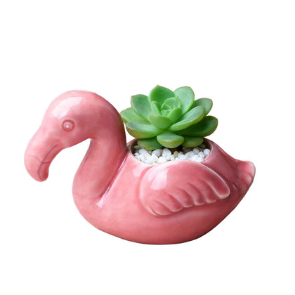 Youfui flamingo planter with drainage hole for healthy succulent roots