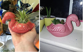 Youfui flamingo planter mini garden prop enhances indoor displays