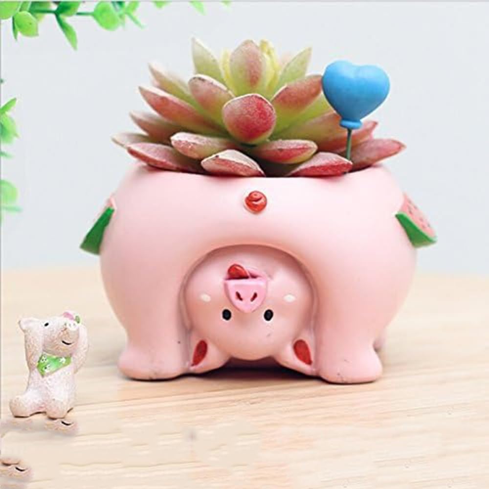 Youfui pig planter close-up emphasizes resin material and craft detail.