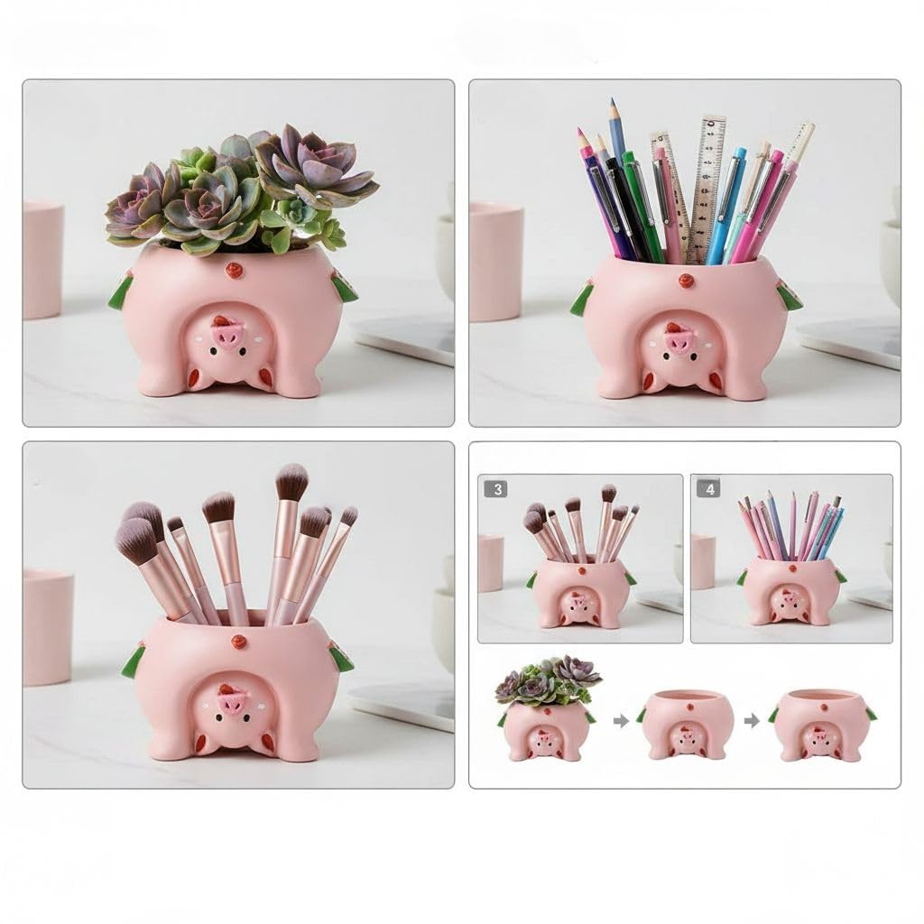Youfui pig planter pencil holder, perfect desk organization and cute decor.
