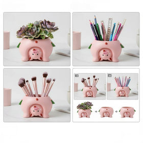 Youfui pig planter pencil holder, perfect desk organization and cute decor.