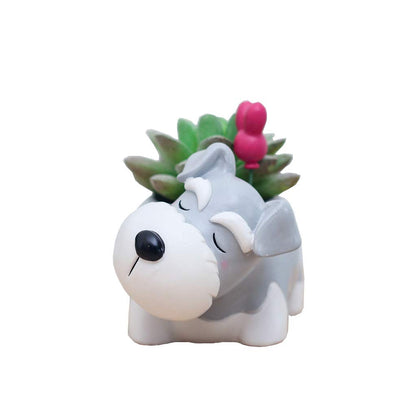 Youfui Schnauzer planter front view for desk decor and plant lovers