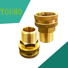 YOUHO brass connector visual emphasizes rust resistance and reliable garden watering performance.
