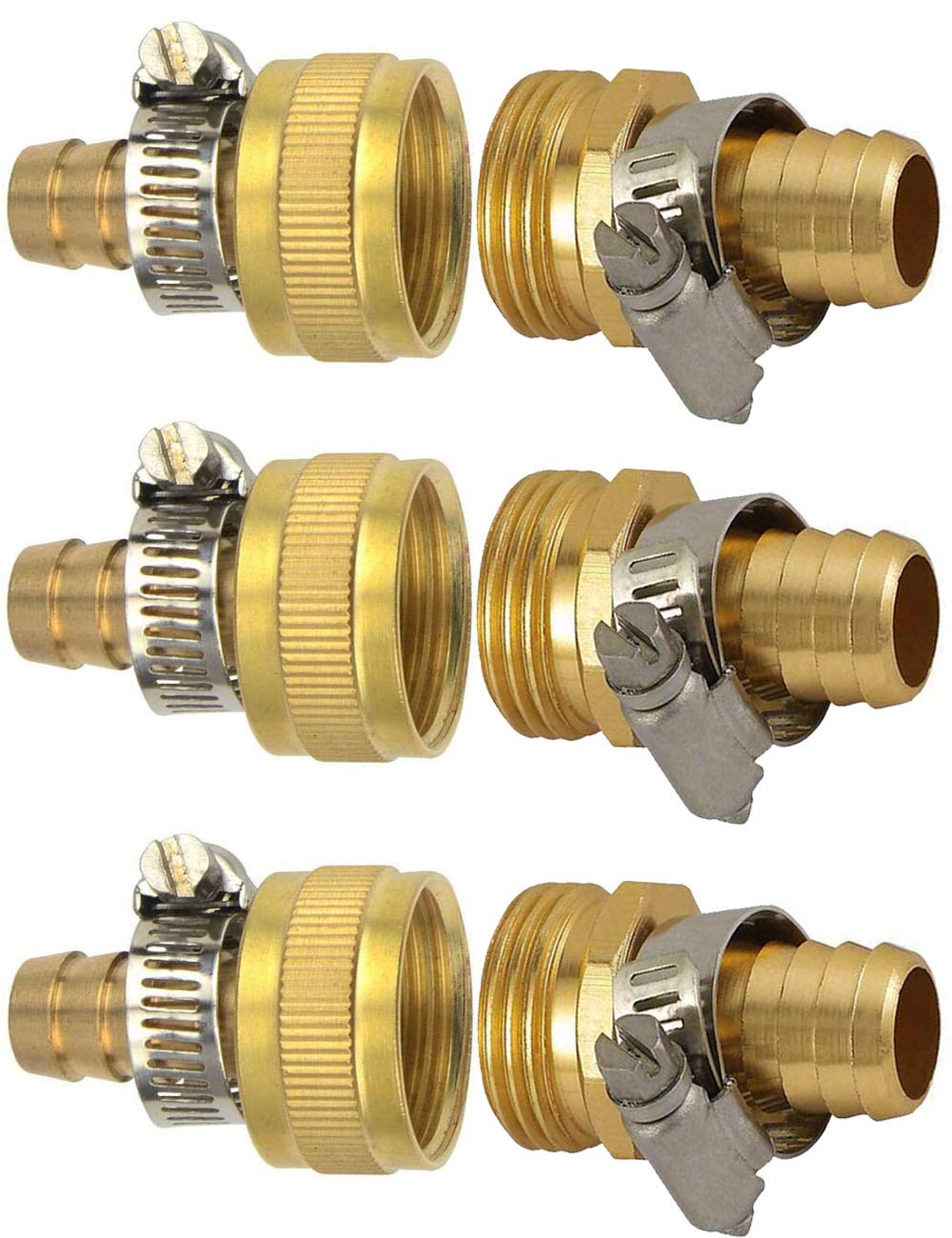 YOUHO brass garden hose adapter connects 1/2-inch tubing to 3/4-inch hose for durability.