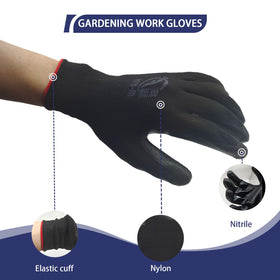 YOUKE OLA blue gloves feature nitrile coating for soft, flexible wear.