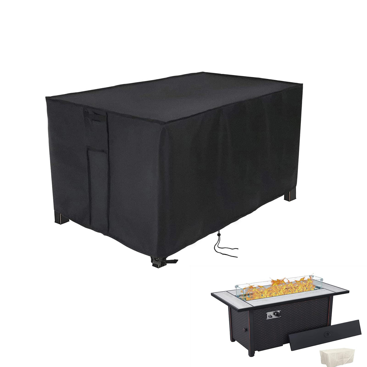 Youlvy rectangular fire pit cover protects 45x24x25 inch models from rain and debris