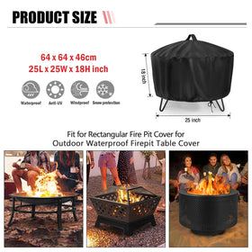 Youlvy Fire Pit Cover Round 25 Inch shows durable 600D fabric for weather resistance.