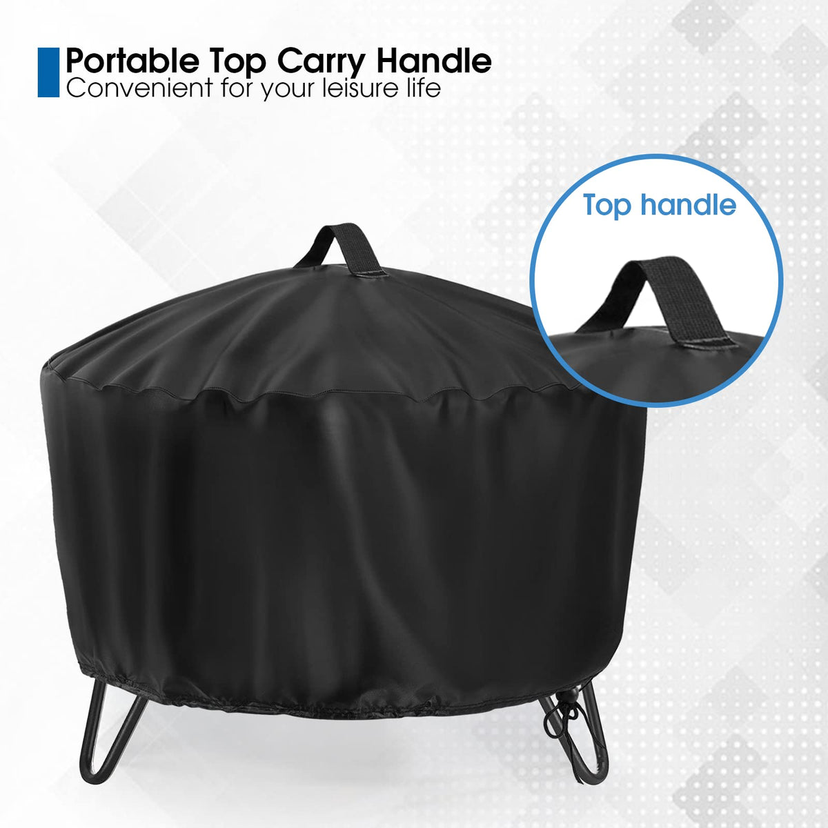 Youlvy Fire Pit Cover 25 Inch with waterproof silver-coated interior protects the surface.