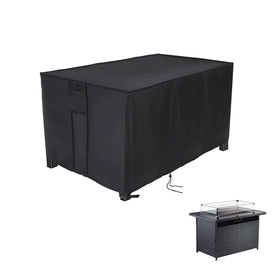 Youlvy rectangular fire pit cover in front view protecting a 43-inch pit from weather