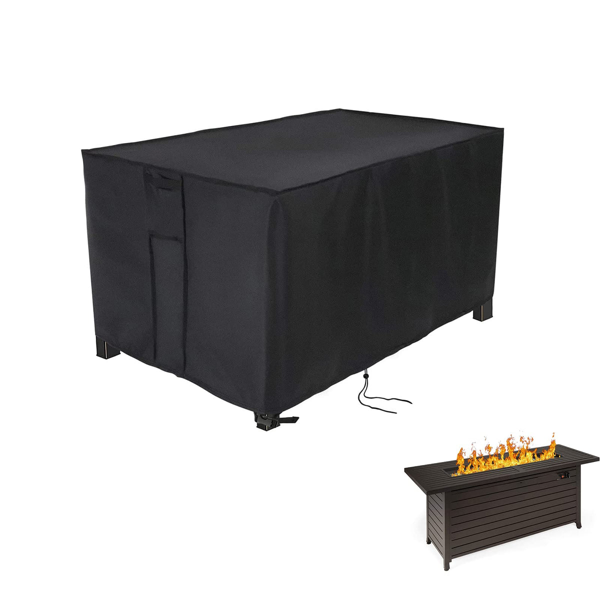 Youlvy rectangular fire pit cover with precise 57x22x25 fit for protection.