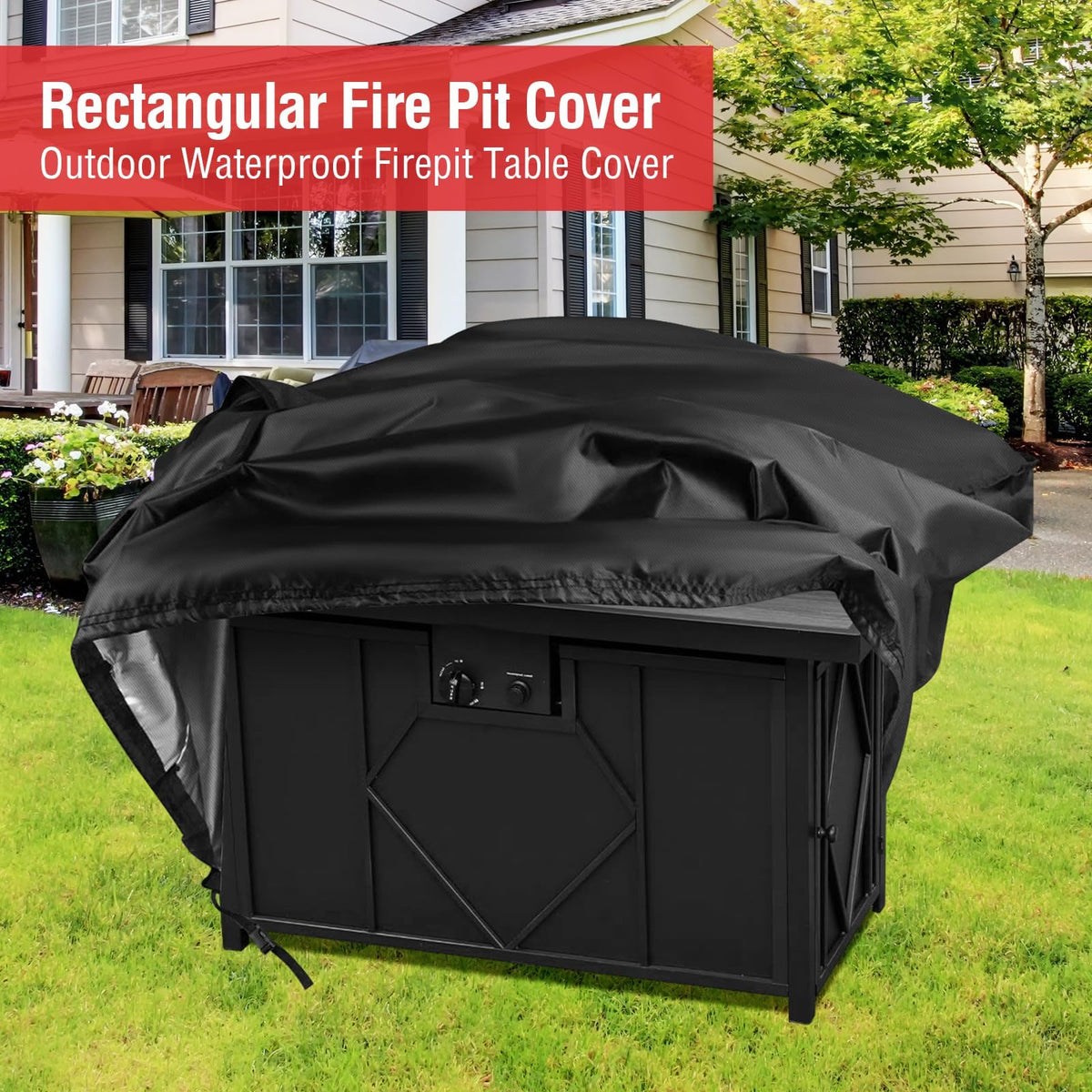 Windproof drawstring and nylon locks on Youlvy fire pit cover