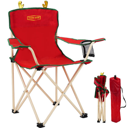 YOUNG WOOD portable camping chair front view for outdoor kid seating