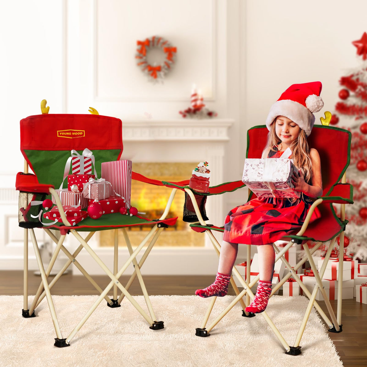 YOUNG WOOD chair side view, lightweight design ideal for trips