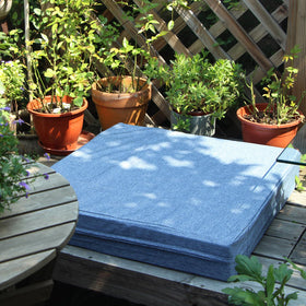 Youngseahome denim blue cushion cover full-length zipper for easy insertion.