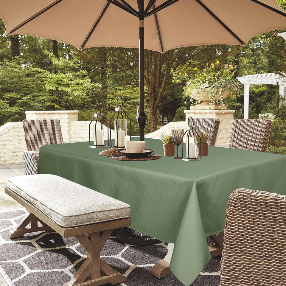 Youngseahome outdoor tablecloth with umbrella hole protects your table from spills.