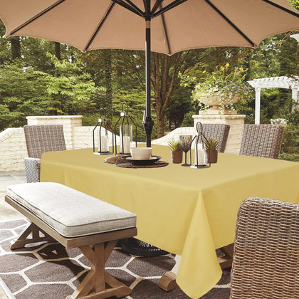 Youngseahome outdoor tablecloth with umbrella hole for easy patio dining.