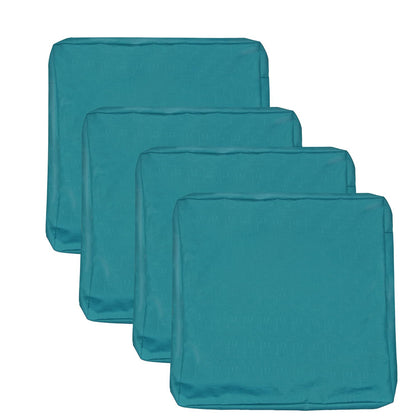 YoungSeahome teal patio cushion covers in a four-pack for outdoor seating.