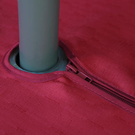 YoungSeahome tablecloth zipper edge enables quick removal on umbrella tables.
