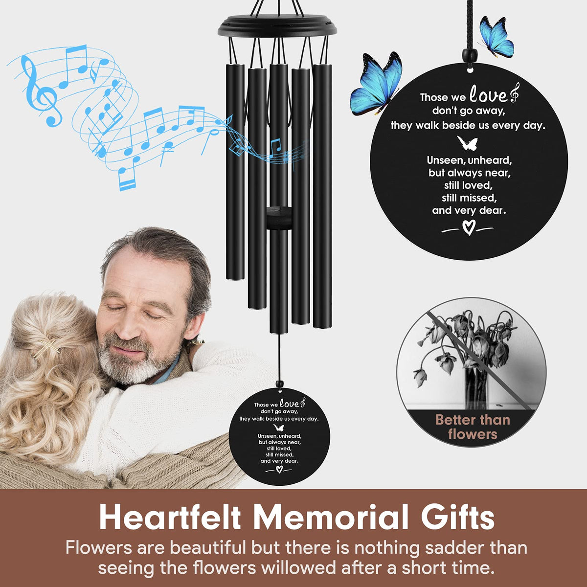YOUNTASY wind chime sail with sentiment adds a comforting message