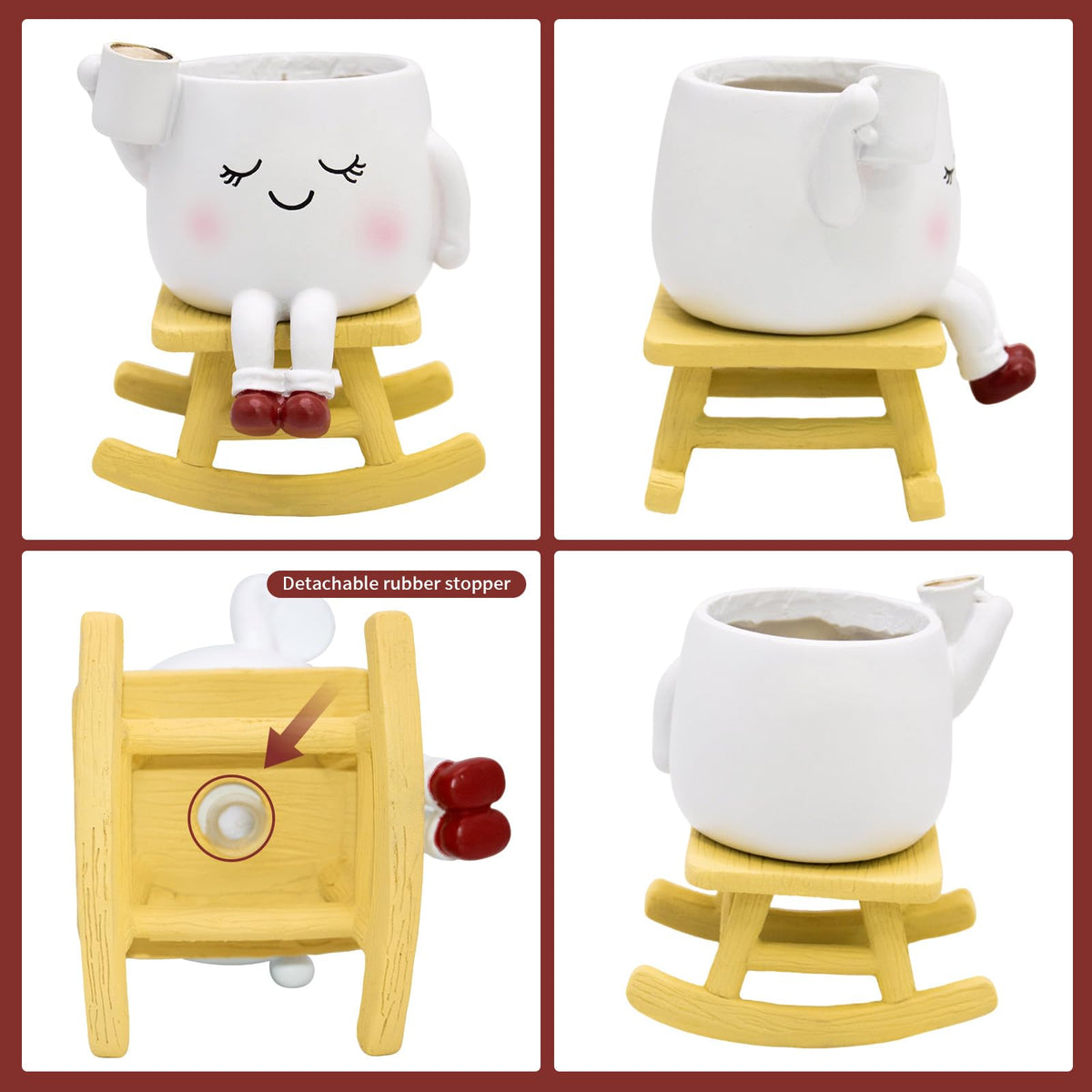 YOUOIVIA rocking-chair-face-planter drainage-hole design supports healthy roots.