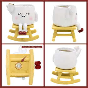 YOUOIVIA rocking-chair-face-planter drainage-hole design supports healthy roots.