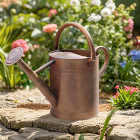 Yourjoy galvanized-metal watering can side view with removable spout for versatile watering.