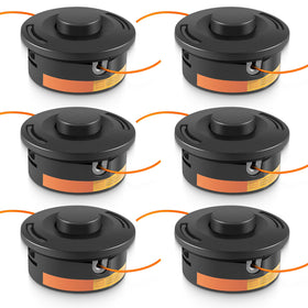 Yoursme six-pack trimmer head front view with pre-loaded line for quick setup