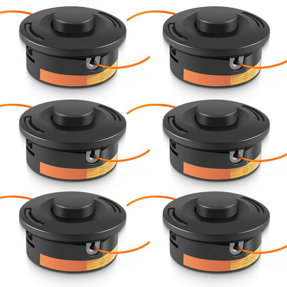 Yoursme six-pack trimmer head front view with pre-loaded line for quick setup
