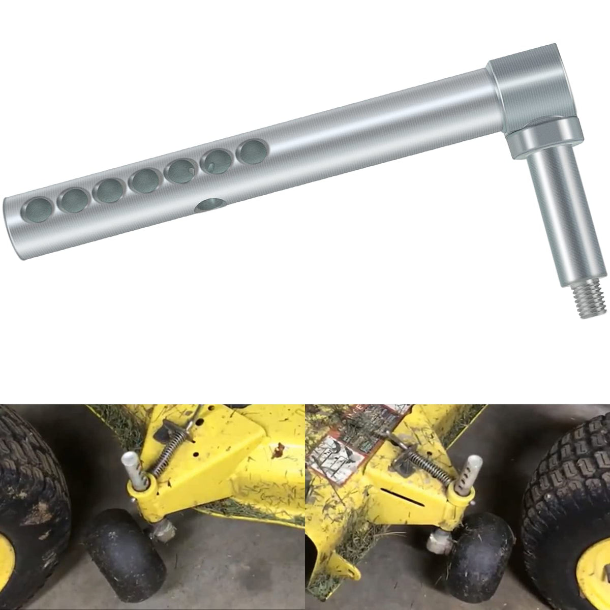 Yoursme AM120681 left-front gage wheel arm on 54in John Deere deck for precise cutting