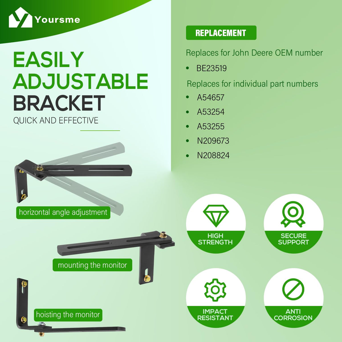 Yoursme BE23519 mounting bracket with adjustable angle for optimal monitor position.