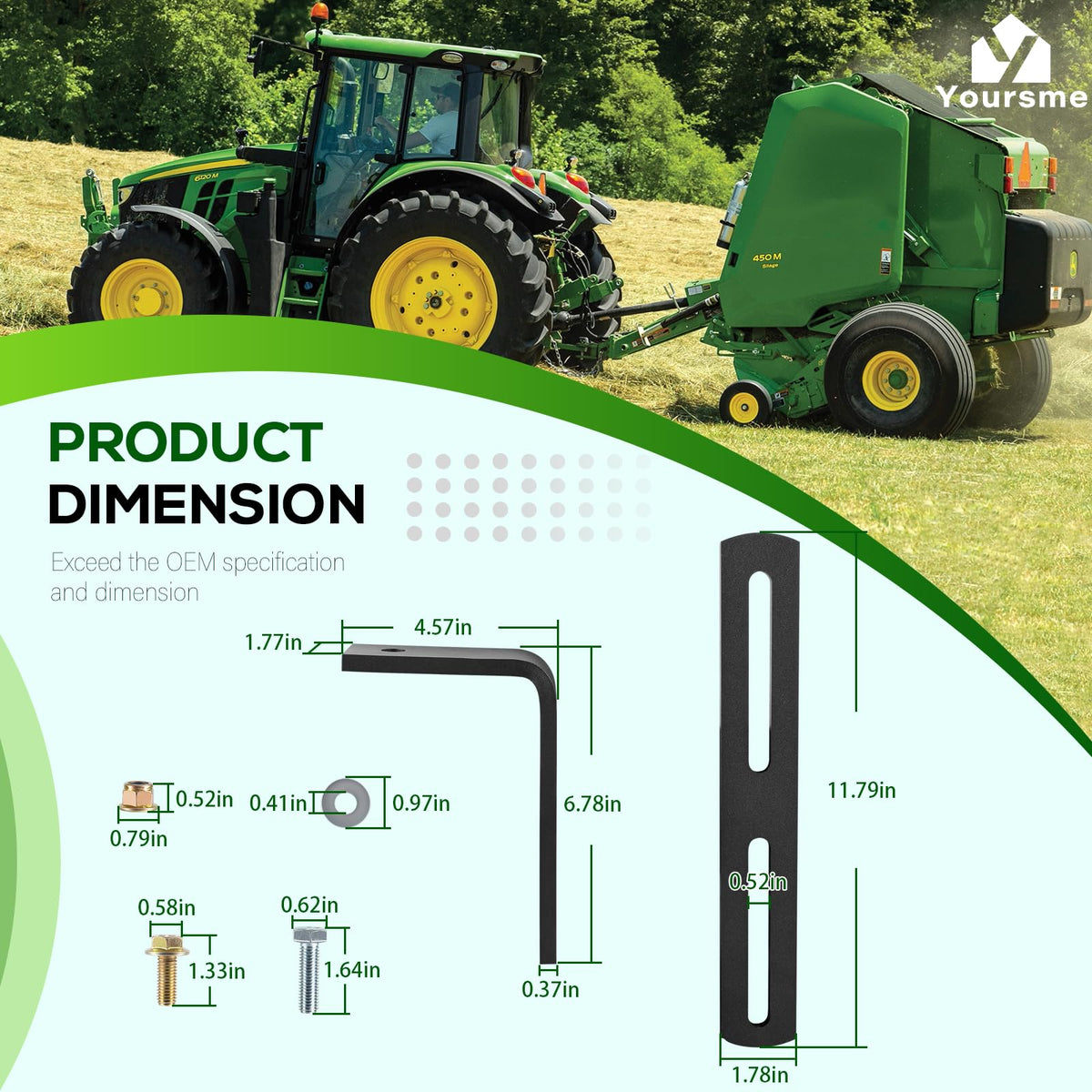 Yoursme monitor bracket installed on farm equipment for baler monitor.