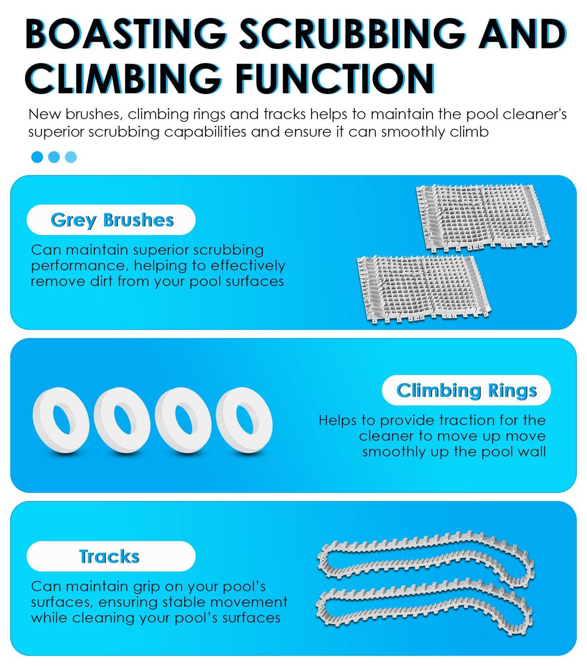 Yoursme Dolphin CC Plus tune-up replacement tracks improve pool surface traction.