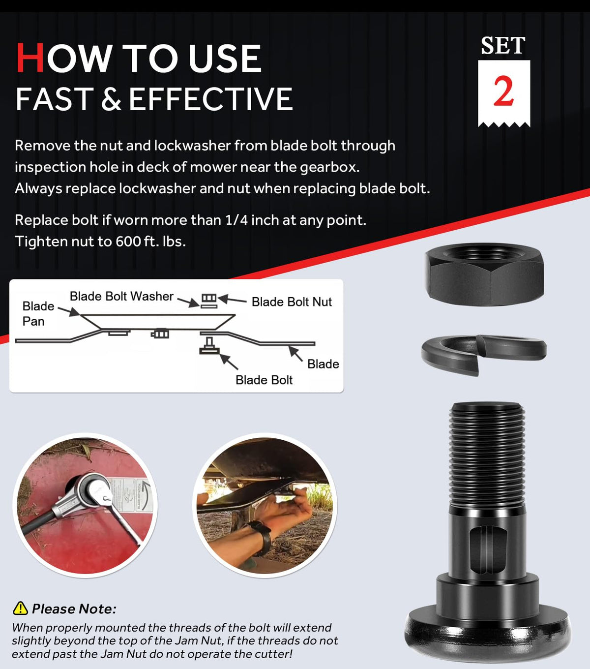 Yoursme heavy duty bolts and nuts withstand rugged mowing tasks