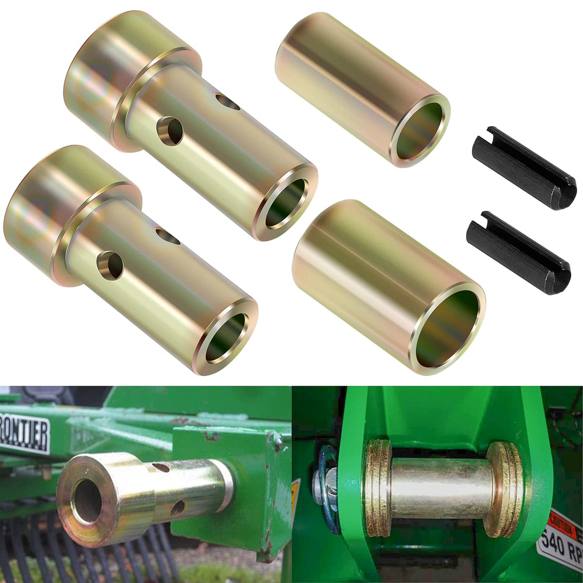 Yoursme TK95029 CAT 1 quick hitch bushing kit side view showing secure attachment compatibility with tractors.