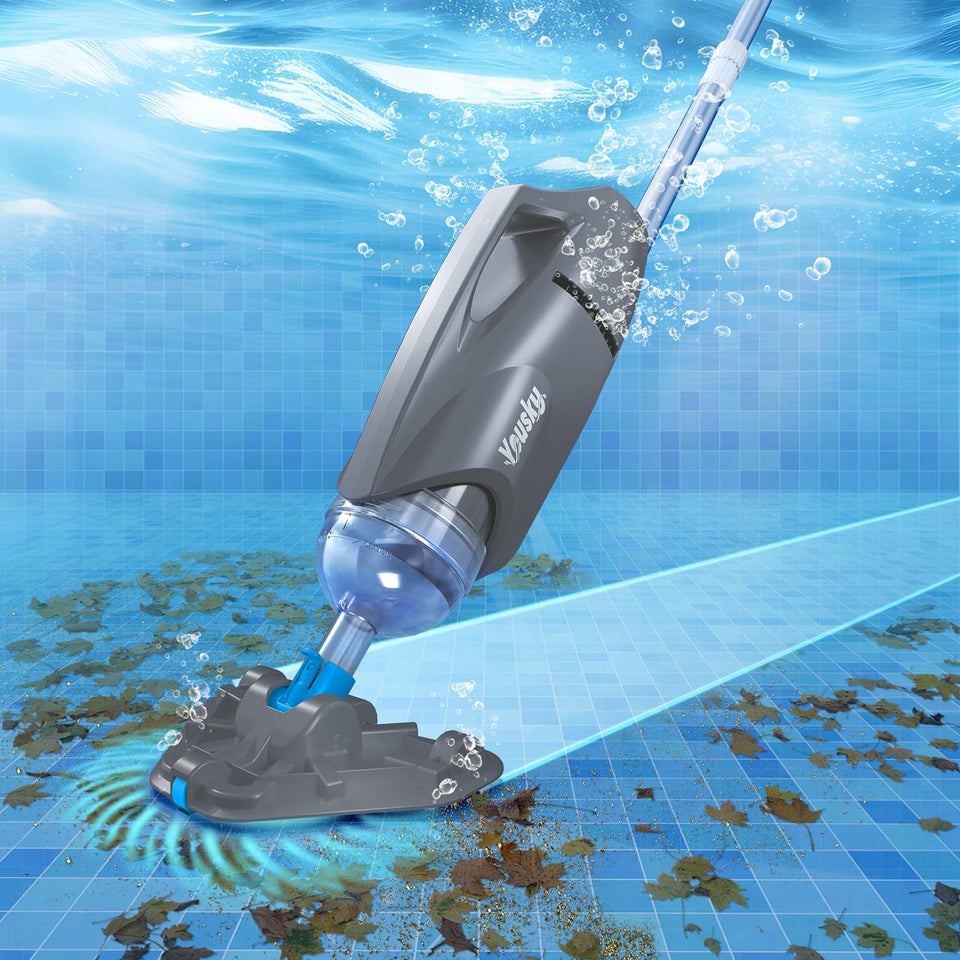 Yousky cordless pool vacuum actively suctioning debris for quick pool cleaning
