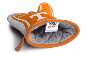 YouTheFan heat-resistant cotton oven mitt highlighting 13.25 inch length for oven and grill