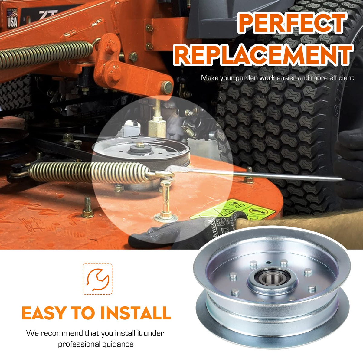 Youxmoto flat idler pulley troy-bilt mustang compatibility enhances belt guidance