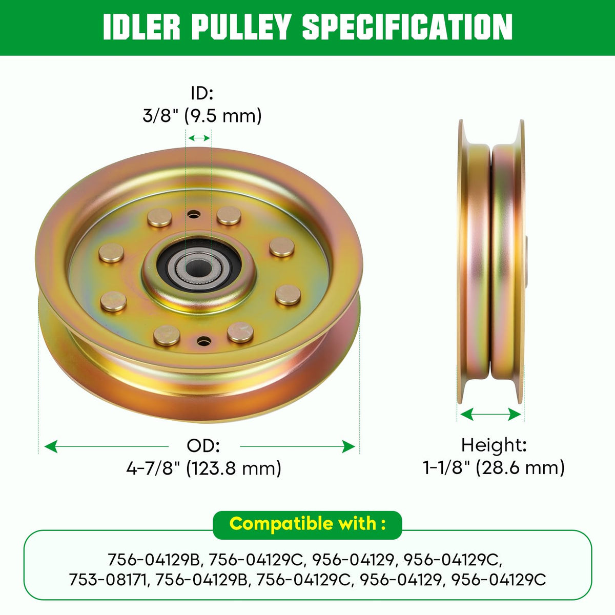 Youxmoto idler pair 756-04129 on a 42-inch mower for belt tension