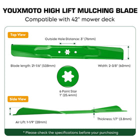 Youxmoto pony-bronco blade compatible 6-point star, easy replacement for dependable yard maintenance.