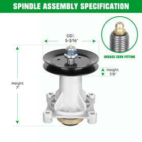 Youxmoto spindle 187292 side view showing alignment with compatible decks.