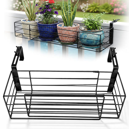 Youyole railing planter rack extended to 14-27 inches for space saving.