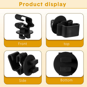 Yellow Youyole T post insulators used on farm fencing for enhanced visibility.